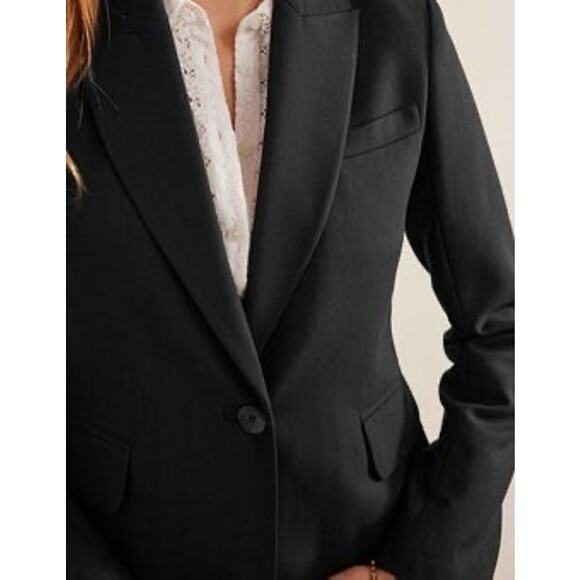 Boden Women 10 Black Tailored Blazer Office Career Elegant Classic Single Button - Picture 3 of 12
